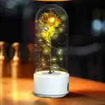 Creative 2 In 1 Rose Flowers LED Light And Bluetooth-compatible Speaker Valentine's Day Gift Rose Luminous Night Light Ornament In Glass Cover - Image 2